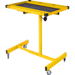 English Elm Adjustable Steel Work Table with Drawer Swivel Casters and Protective Surface Liner W46565406