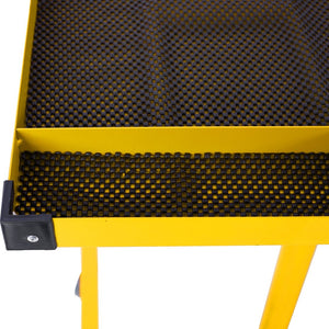 English Elm Adjustable Steel Work Table with Drawer Swivel Casters and Protective Surface Liner W46565406