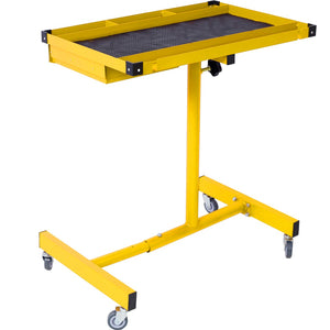 English Elm Adjustable Steel Work Table with Drawer Swivel Casters and Protective Surface Liner W46565406