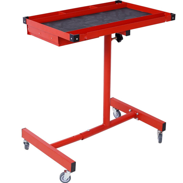 English Elm Adjustable Height Rolling Steel Workbench with Drawer and Swivel Casters for Garage Red W46565407