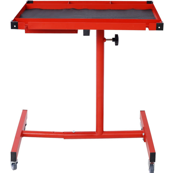 English Elm Adjustable Height Rolling Steel Workbench with Drawer and Swivel Casters for Garage Red W46565407