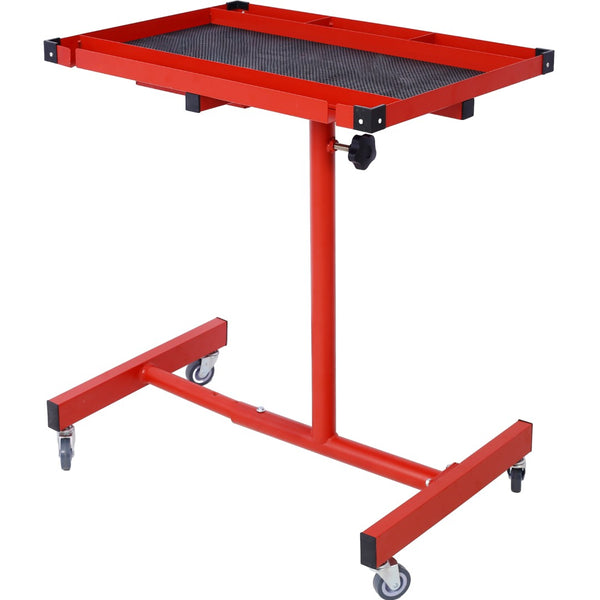 English Elm Adjustable Height Rolling Steel Workbench with Drawer and Swivel Casters for Garage Red W46565407