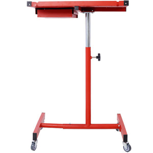 English Elm Adjustable Height Rolling Steel Workbench with Drawer and Swivel Casters for Garage Red W46565407