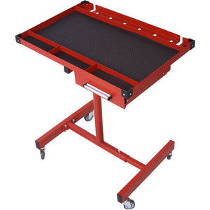 English Elm Adjustable Height Rolling Steel Workbench with Drawer and Swivel Casters for Garage Red W46565407