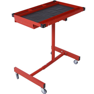 English Elm Adjustable Height Rolling Steel Workbench with Drawer and Swivel Casters for Garage Red W46565407