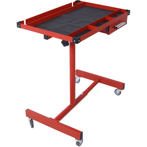 English Elm Adjustable Height Rolling Steel Workbench with Drawer and Swivel Casters for Garage Red W46565407