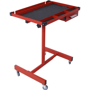 English Elm Adjustable Height Rolling Steel Workbench with Drawer and Swivel Casters for Garage Red W46565407