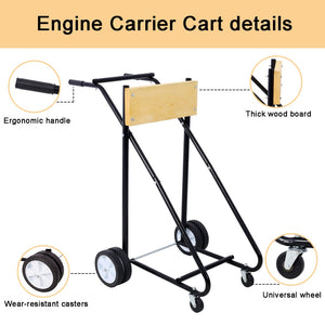 English Elm Outboard Motor Storage Cart with Steel Frame Solid Mounting Board and 315lb Capacity Wood W46565409