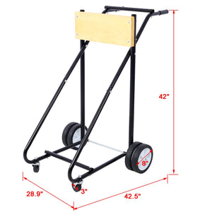English Elm Outboard Motor Storage Cart with Steel Frame Solid Mounting Board and 315lb Capacity Wood W46565409