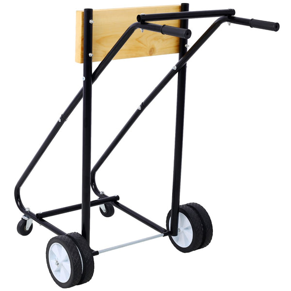 English Elm Outboard Motor Storage Cart with Steel Frame Solid Mounting Board and 315lb Capacity Wood W46565409