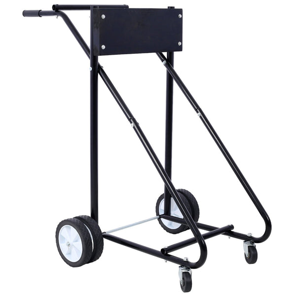 English Elm Outboard Motor Storage Cart with Steel Frame Solid Mounting Board and 315lb Capacity Black W46565411