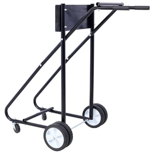English Elm Outboard Motor Storage Cart with Steel Frame Solid Mounting Board and 315lb Capacity Black W46565411