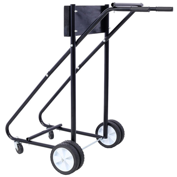 English Elm Outboard Motor Storage Cart with Steel Frame Solid Mounting Board and 315lb Capacity Black W46565411