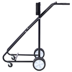 English Elm Outboard Motor Storage Cart with Steel Frame Solid Mounting Board and 315lb Capacity Black W46565411