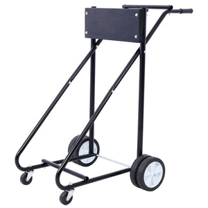 English Elm Outboard Motor Storage Cart with Steel Frame Solid Mounting Board and 315lb Capacity Black W46565411