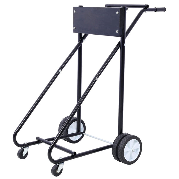 English Elm Outboard Motor Storage Cart with Steel Frame Solid Mounting Board and 315lb Capacity Black W46565411