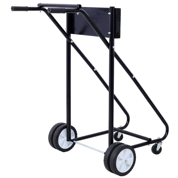 English Elm Outboard Motor Storage Cart with Steel Frame Solid Mounting Board and 315lb Capacity Black W46565411