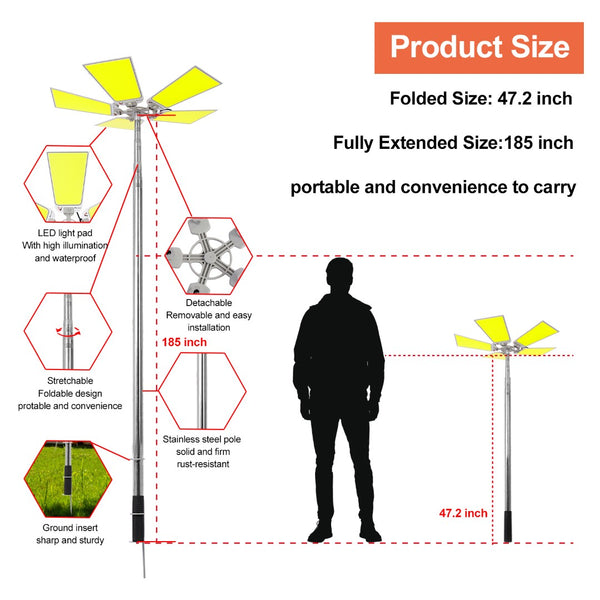 English Elm 15000lm Cob Flood Telescoping Pole Camp Light Ip67 Weatherproof Portable Backyard W46566950