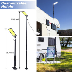English Elm Led Cob Flood Lamp 10000 Lumen Telescoping Pole Mount Ip65 Waterproof Camping Light W46566951