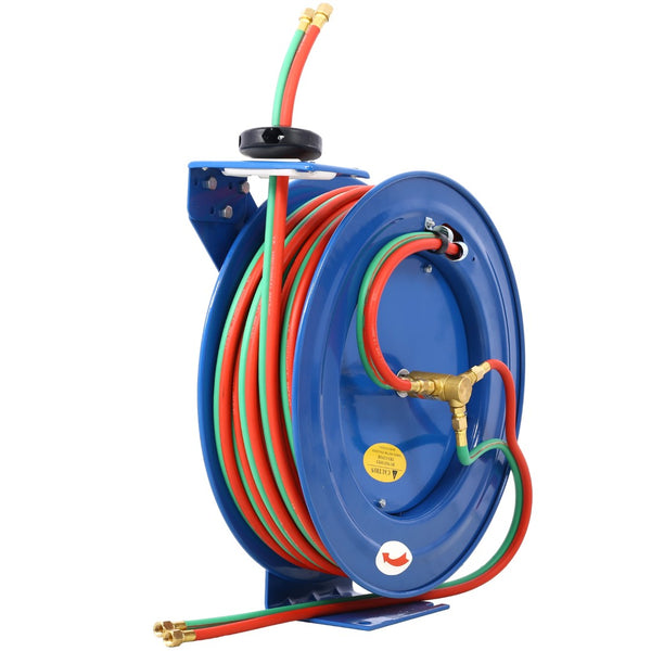 English Elm Welding Hose Reel Retractable Twin Line 100 Ft Oxygen Acetylene Heavy Duty Steel W46566954