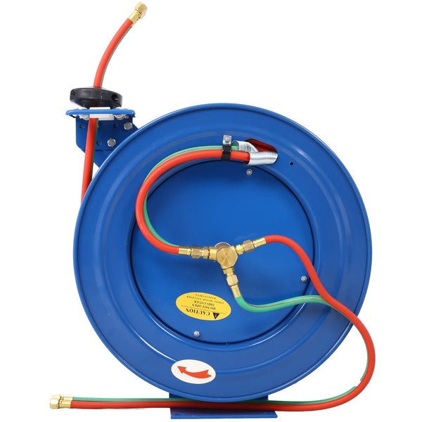 English Elm Welding Hose Reel Retractable Twin Line 100 Ft Oxygen Acetylene Heavy Duty Steel W46566954