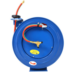 English Elm Welding Hose Reel Retractable Twin Line 100 Ft Oxygen Acetylene Heavy Duty Steel W46566954