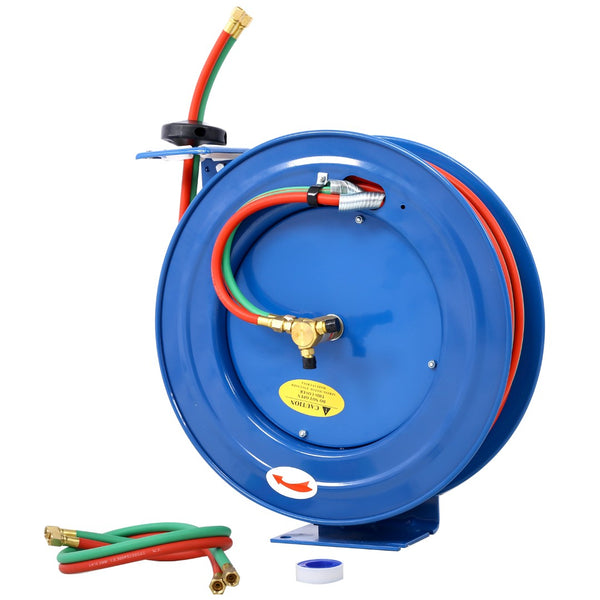English Elm Welding Hose Reel Retractable Twin Line 100 Ft Oxygen Acetylene Heavy Duty Steel W46566954