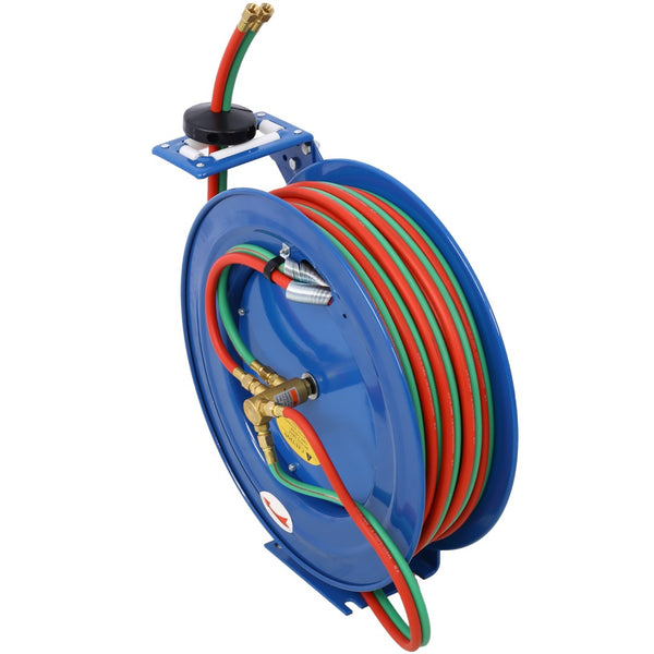 English Elm Welding Hose Reel Retractable Twin Line 100 Ft Oxygen Acetylene Heavy Duty Steel W46566954