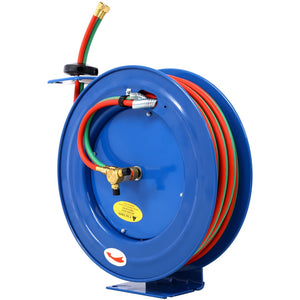 English Elm Welding Hose Reel Retractable Twin Line 100 Ft Oxygen Acetylene Heavy Duty Steel W46566954