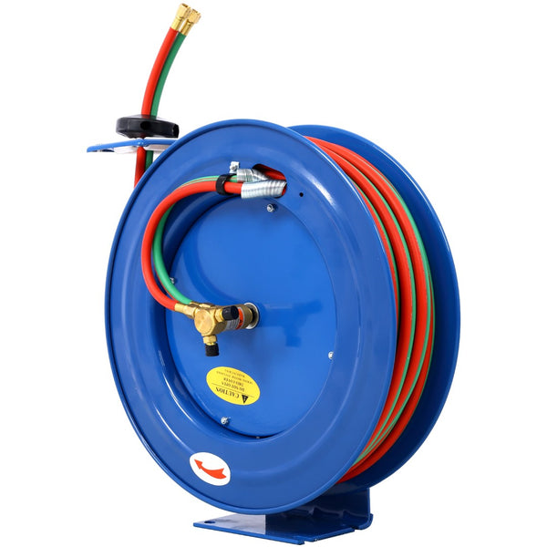 English Elm Welding Hose Reel Retractable Twin Line 100 Ft Oxygen Acetylene Heavy Duty Steel W46566954
