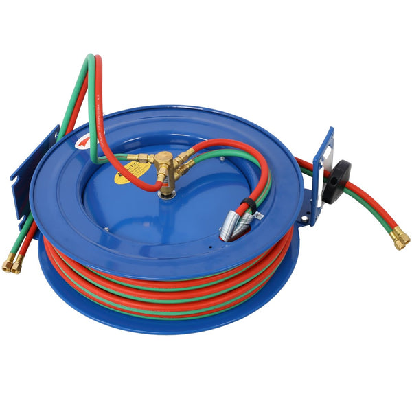 English Elm Welding Hose Reel Retractable Twin Line 100 Ft Oxygen Acetylene Heavy Duty Steel W46566954