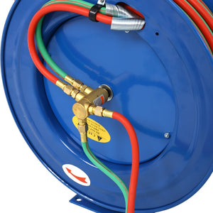 English Elm Welding Hose Reel Retractable Twin Line 100 Ft Oxygen Acetylene Heavy Duty Steel W46566954