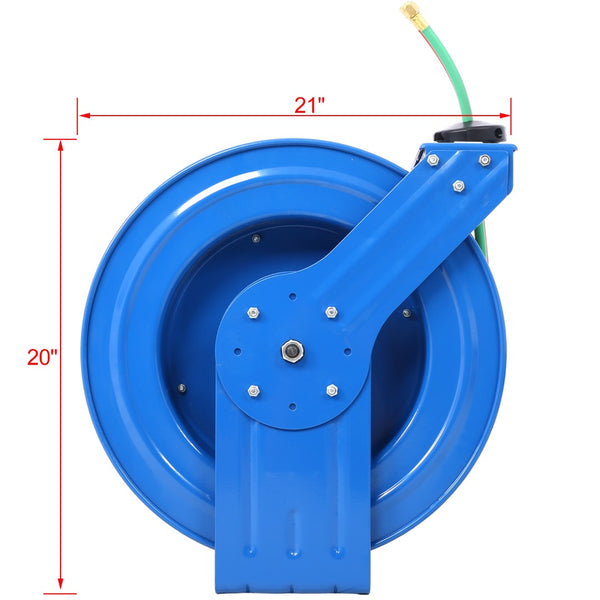 English Elm Welding Hose Reel Retractable Twin Line 100 Ft Oxygen Acetylene Heavy Duty Steel W46566954
