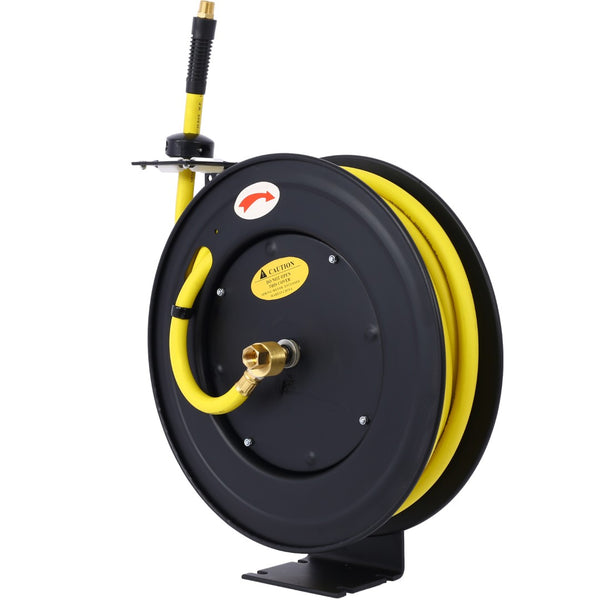 English Elm Retractable Air Hose Reel Heavy Duty Steel Auto Rewind 50 Ft Industrial Rubber W46566956