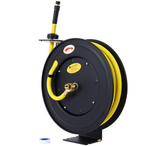 English Elm Retractable Air Hose Reel Heavy Duty Steel Auto Rewind 50 Ft Industrial Rubber W46566956