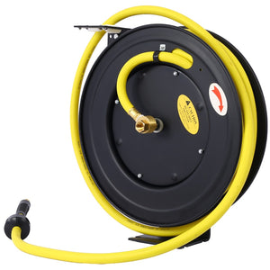 English Elm Retractable Air Hose Reel Heavy Duty Steel Auto Rewind 50 Ft Industrial Rubber W46566956