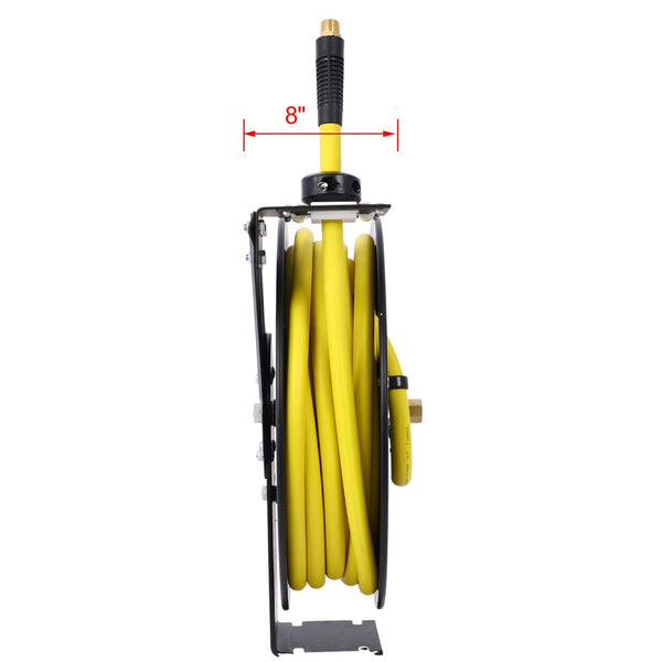 English Elm Retractable Air Hose Reel Heavy Duty Steel Auto Rewind 50 Ft Industrial Rubber W46566956
