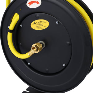 English Elm Retractable Air Hose Reel Heavy Duty Steel Auto Rewind 50 Ft Industrial Rubber W46566956