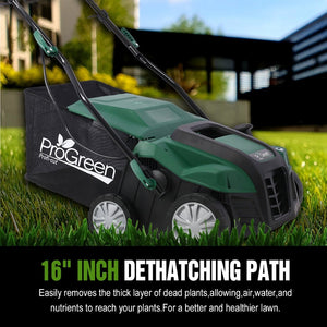 English Elm Garden Electric Lawn Dethatcher 2in1 Scarifier 15 Amp 16 Inch Wide with Collection Bag W46568154
