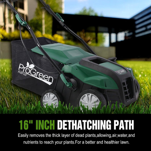 English Elm Garden Electric Lawn Dethatcher 2in1 Scarifier 15 Amp 16 Inch Wide with Collection Bag W46568154