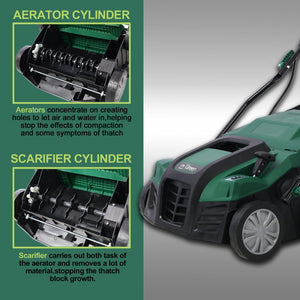English Elm Garden Electric Lawn Dethatcher 2in1 Scarifier 15 Amp 16 Inch Wide with Collection Bag W46568154