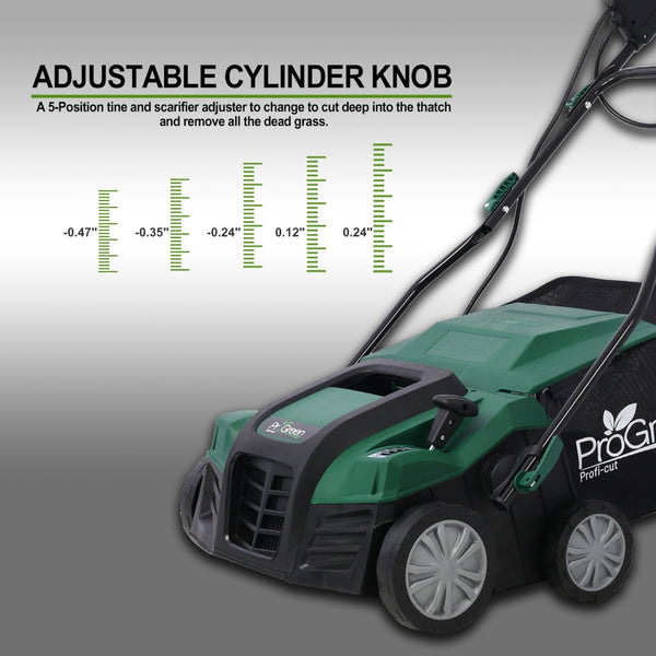 English Elm Garden Electric Lawn Dethatcher 2in1 Scarifier 15 Amp 16 Inch Wide with Collection Bag W46568154