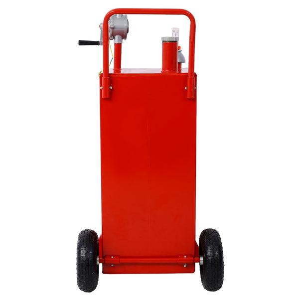 English Elm 30 Gallon Iron Fuel Caddy with Pump Wheeled Base for Garage and Job Site Use W46568159