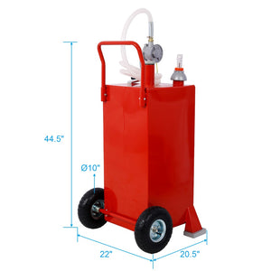 English Elm 30 Gallon Iron Fuel Caddy with Pump Wheeled Base for Garage and Job Site Use W46568159