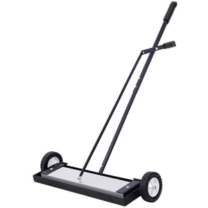 English Elm 24'' Magnetic Rolling Sweeper Heavy Duty Push Broom for Job Site Metal Debris W46577094
