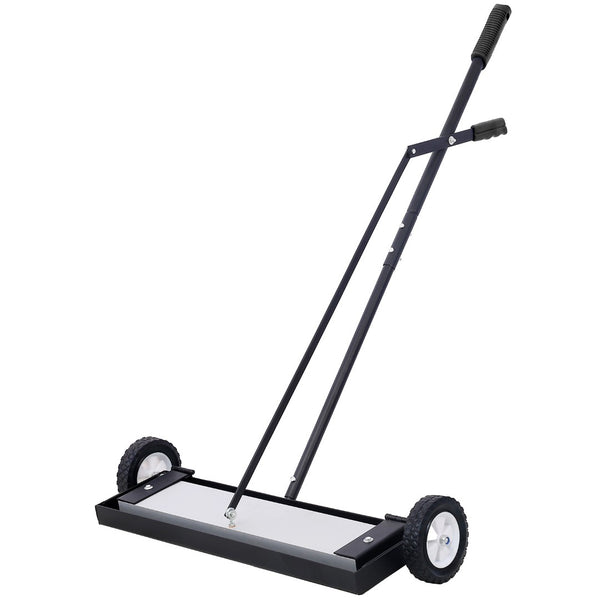 English Elm 24'' Magnetic Rolling Sweeper Heavy Duty Push Broom for Job Site Metal Debris W46577094