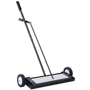 English Elm 24'' Magnetic Rolling Sweeper Heavy Duty Push Broom for Job Site Metal Debris W46577094