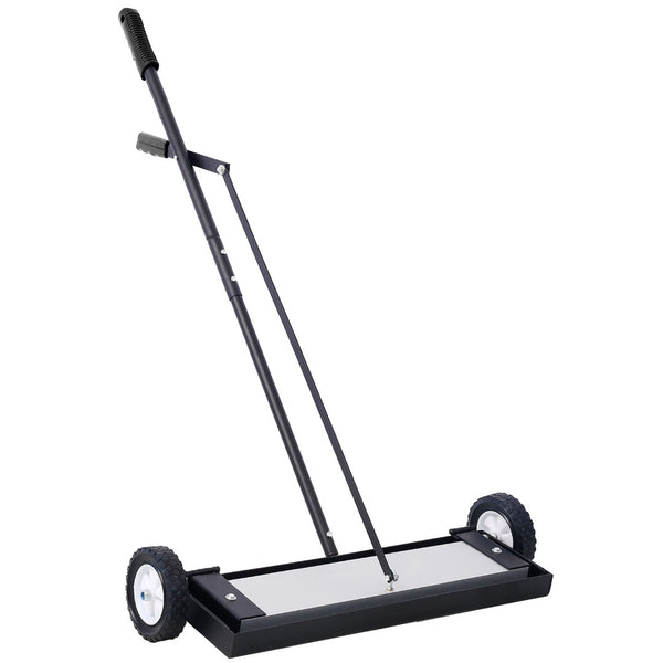 English Elm 24'' Magnetic Rolling Sweeper Heavy Duty Push Broom for Job Site Metal Debris W46577094