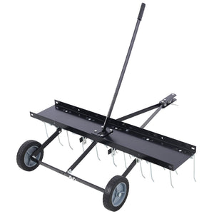 English Elm 40-inch Tow Behind Dethatcher with Spring Tines and Weight Tray for Riding Mowers W46577208