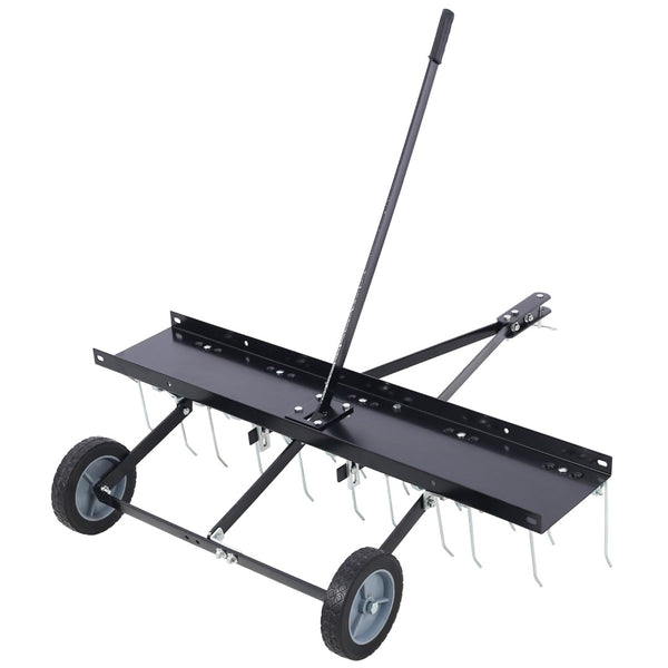 English Elm 40-inch Tow Behind Dethatcher with Spring Tines and Weight Tray for Riding Mowers W46577208